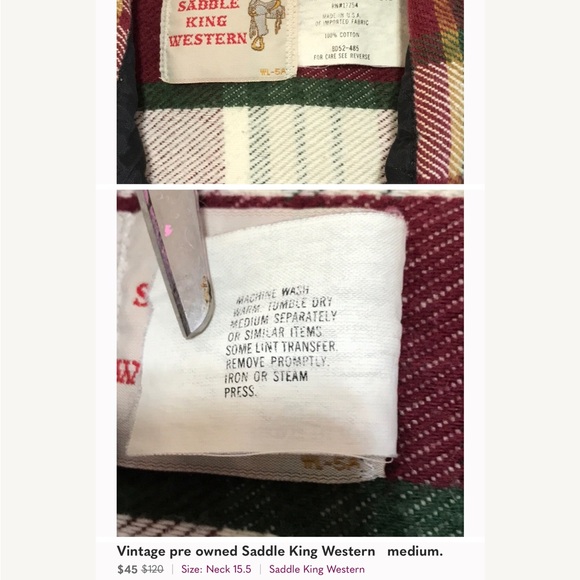 Vintage pre owned Saddle King Western  size medium.snap pearl buttons - Picture 6 of 6